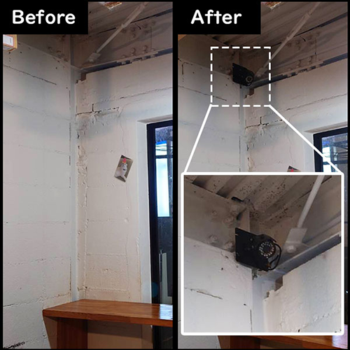 防犯カメラ設置工事作業風景
